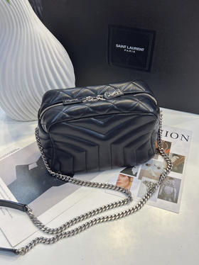 YSL 黑银 牛皮 方胖子