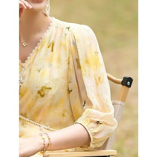 【自】全新升级【铂金会员661/天猫899/差价238】(94819) 洛诗琳2025夏季新款重工收腰优雅高端桑蚕丝连衣裙女 商品图1