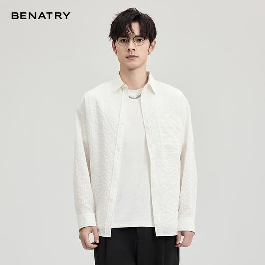 贝纳川微皱肌理长袖衬衣ECF111002401 商品图3