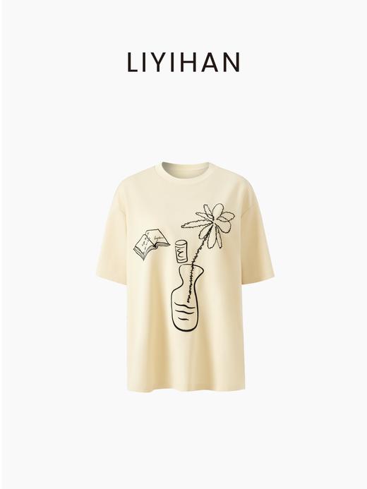 LIYIHAN序章 | 25夏棉绣线花瓶圆领T恤宽松短袖舒适透气基础百搭 商品图5