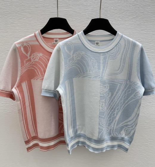 针织圆领衫。  粉色。浅蓝色。 商品图3