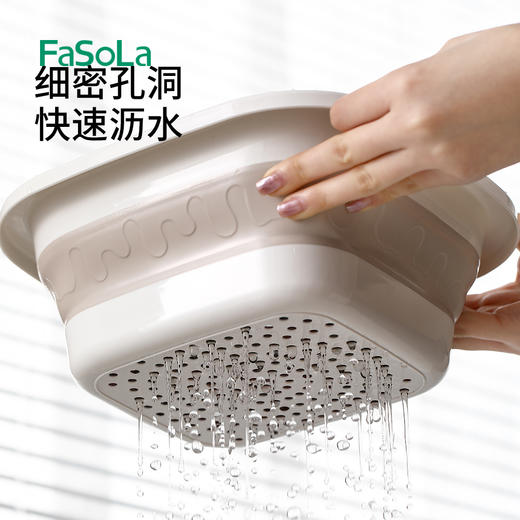 FaSoLa折叠伸缩沥水篮厨房洗菜篮水果蔬篮双层家用沥水神器 商品图5