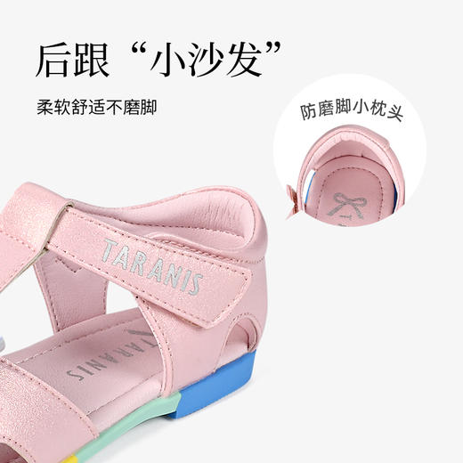 泰兰尼斯夏季新款女童鞋子蝴蝶结公主镂空包头凉鞋软底透气儿童鞋 商品图4