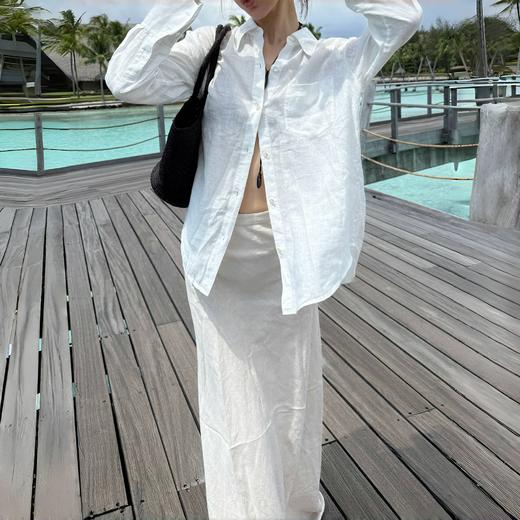 ROMI STUDIO“随性优雅”亚麻混纺立体斜裁高腰鱼尾半裙 RWCSXG1599 商品图1