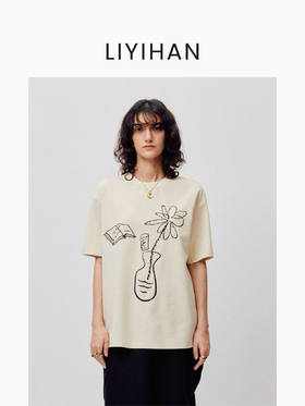 LIYIHAN序章 | 25夏棉绣线花瓶圆领T恤宽松短袖舒适透气基础百搭