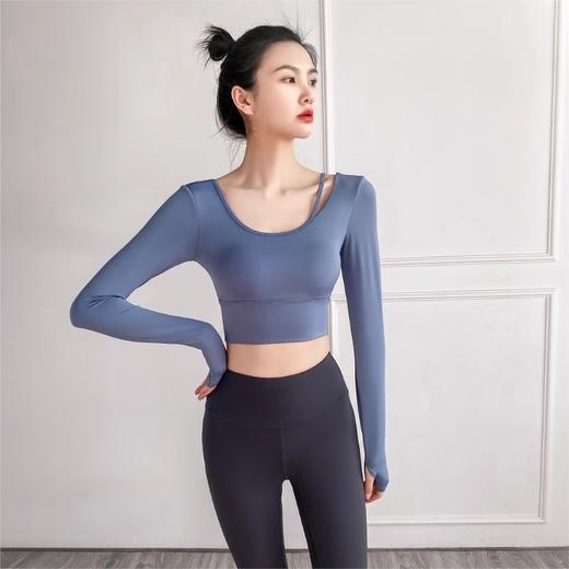 跃牌【洛水之神系列】瑜伽服长袖女带胸垫秋冬健身服时尚运动上衣瑜伽跑步t恤206 商品图0