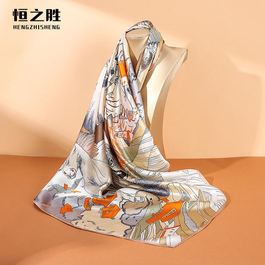 高级感真丝丝巾90春秋女士大方巾防晒新款素绉缎桑蚕丝高档伴手礼百搭丝巾夏季配饰新款爆款夏季披风丝巾 商品图7