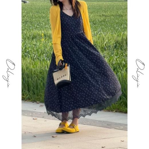 2025新品  佳佳同款【蔚蓝风铃】小碎花蕾丝吊带长裙薄款舒适大码宽松印花无袖 商品图0