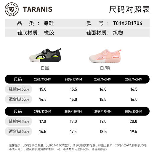 泰兰尼斯凉鞋女童包头网鞋夏小童室内机能鞋男童网面软底运动沙滩鞋T01X2B1704-1 商品图10