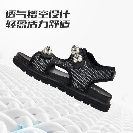泰兰尼斯夏季中大童女童时尚珍珠沙滩凉鞋T07D2B1797 商品图4