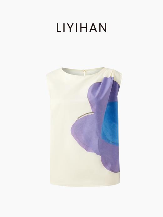 LIYIHAN花影 | 25夏新款纯棉大花朵褶皱上衣圆领无袖宽衬衫松舒适 商品图0
