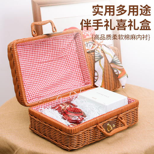 仿藤编织行李箱包伴手礼礼盒手提箱化妆品装饰道具收纳藤箱野餐篮 商品图1