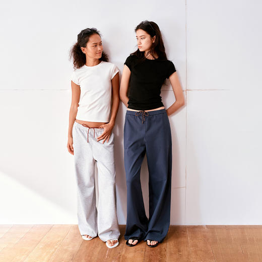 NUTH轻薄夏季可束脚卫裤松紧腰直筒阔腿休闲裤女 商品图0
