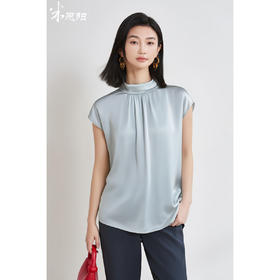 米思阳2025夏季新款通勤风优雅醋酸小衫半袖直筒光泽感衬衫上衣女1895