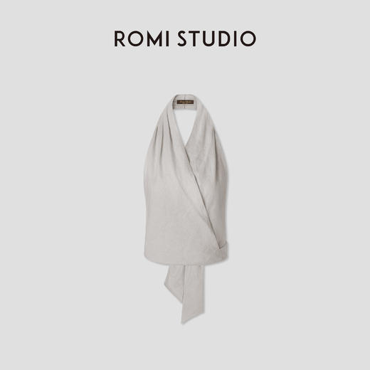 ROMI STUDIO“松弛气息”100%雨露麻一片式斜裁挂脖背 心RWCSSY1887 商品图0