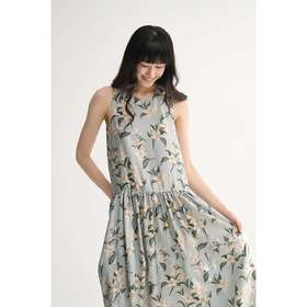 MAISON CECILE设计师印花/新中式花卉优雅真丝桑蚕丝背心连衣裙