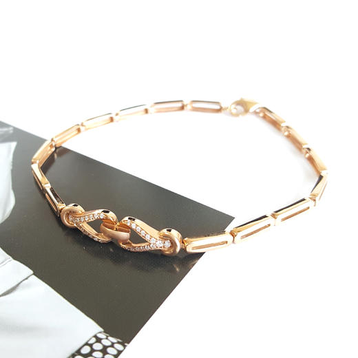 【天然正品】莱绅通灵AU750玫瑰金简约时尚0.09克拉钻石手链链长：18CM（长度不可调节）女士现售价：5280！070425NJS13 商品图3