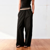 NUTH高密纯棉透气宽松阔腿休闲裤女 黑色/白色 商品缩略图0
