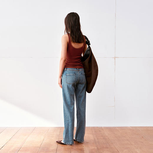 NUTH洗水蓝色微弹修身九分牛仔裤女 商品图4