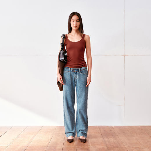 NUTH洗水蓝色微弹修身九分牛仔裤女 商品图1