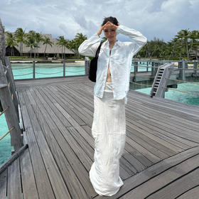 ROMI STUDIO“随性优雅”亚麻混纺立体斜裁高腰鱼尾半裙 RWCSXG1599