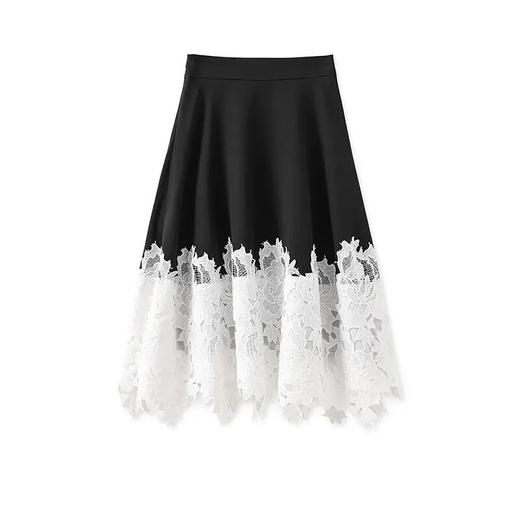 【高货wl】全新升级【铂金会员247/天猫329/差价82】(91825) 洛诗琳典雅设计感轻熟撞色拼接蕾丝高腰女夏新款半身裙 商品图4