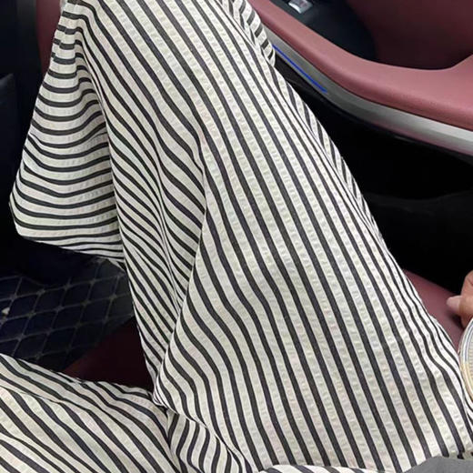 洛诗琳04732春夏新款高腰显瘦垂感复古条纹百搭休闲长裤女25280 商品图1