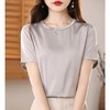  买一送一夏季新款 缎面醋酸短袖T恤女夏季桑蚕丝纯色宽松圆领半袖简约丝滑 商品缩略图3