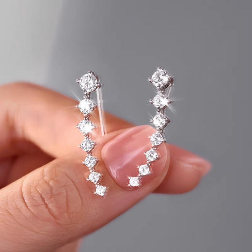 JU-DC-0011小众设计一排式锆石耳环2025新款气质轻奢简约耳钉时尚高级感耳饰 商品图3