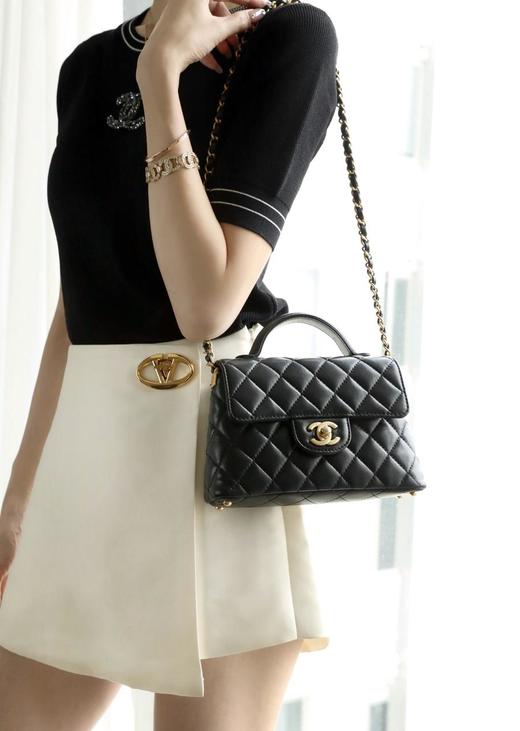 香奈儿25p春夏羊皮𝖪𝖾𝗅𝗅𝗒竖款小号黑色（HH） 商品图5