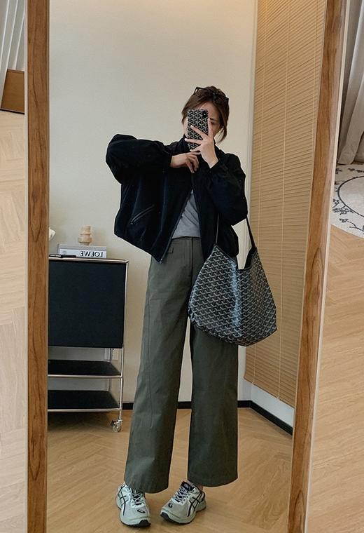 美食复古解构线密斜纹立体分割工装裤宽松微镰刀裤 商品图8