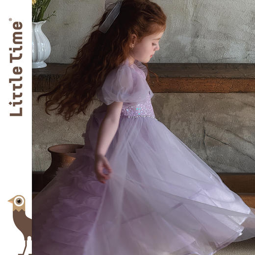 Little time女童连衣裙夏季2025新款儿童洋气时尚蝴蝶结公主裙 商品图3