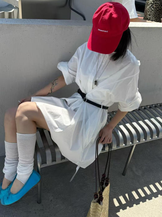 【高品质私服】【MC简白棉卷袖廓形腰带衬衫连衣裙】兼顾日常实穿性与品质感G1289-CC【无标出货 介意慎拍】 商品图4