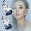 JU-HUA6215633长款花瓣复古圆圈耳环女韩国简约时尚蓝色水晶耳圈夸张个性耳钉饰 商品缩略图0