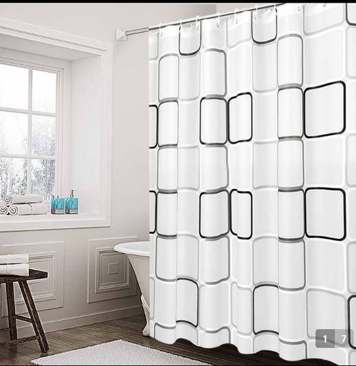 天丰黑白方格浴帘200*200 商品图1