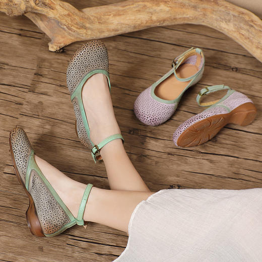 手工复古单鞋，国风镂空低跟女鞋BC-022-19 商品图3
