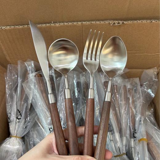 胡桃木柄304不锈钢勺子叉子 商品图1