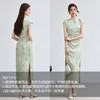 VICTORIA&VERA夏季“烟雨江南”翡翠绿竹印花旗袍新中式侧开叉连衣裙显瘦收腰 商品缩略图5