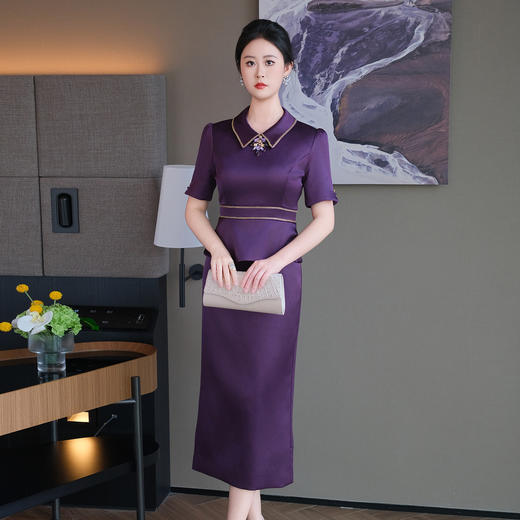 DNO-5CF24311新款2025春夏季都市风气质优雅女装钉钻法国缎连衣裙 商品图1