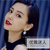 JU-HUA6215633长款花瓣复古圆圈耳环女韩国简约时尚蓝色水晶耳圈夸张个性耳钉饰 商品缩略图3