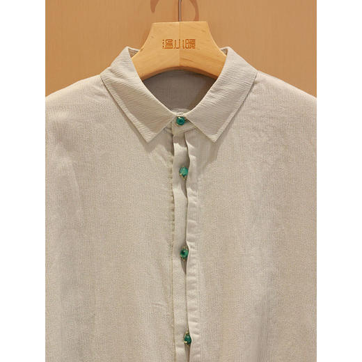 【线上专属】不规则珠扣长衫(19810005-波纹青) 商品图1