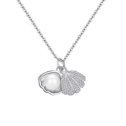 JU-XL-001跨境新款珍珠贝壳轻奢气质满钻项链女式百搭锁骨链高级感吊坠 商品图4