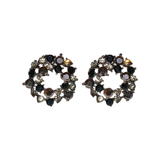 JU-DH-0017法式轻奢冷淡风黑色花朵耳环复古小众设计感时尚气质耳钉新款耳饰 商品图4