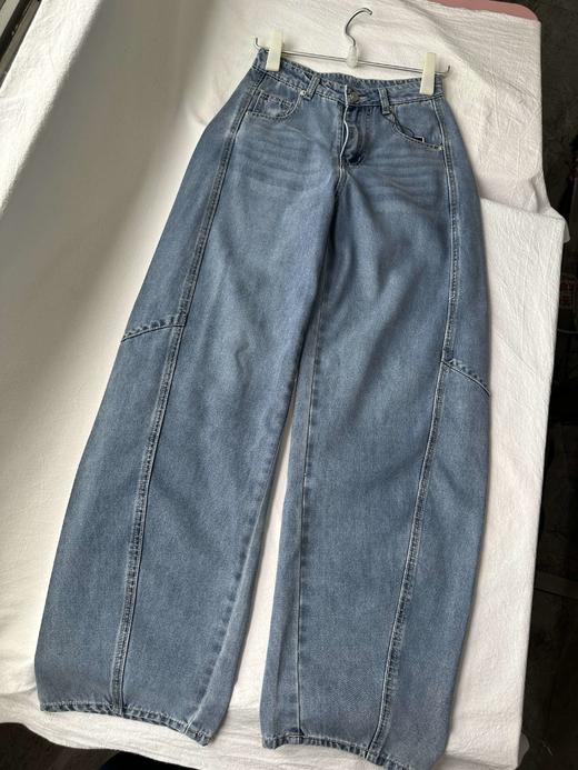 贝壳三 高腰拼接复古女休闲宽松香蕉裤水洗拖地天丝牛仔裤C041320 商品图9