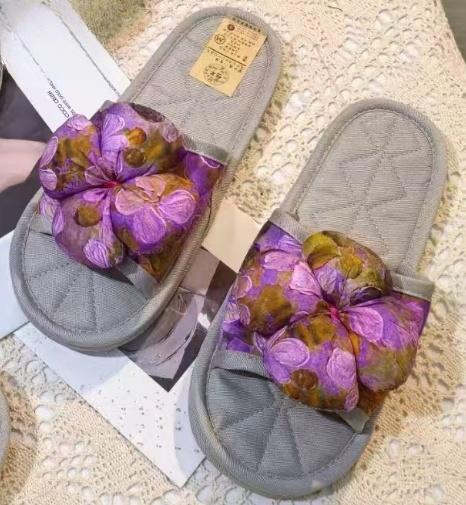 布艺拖鞋四叶草女款油画紫色（XL40-41） 商品图0