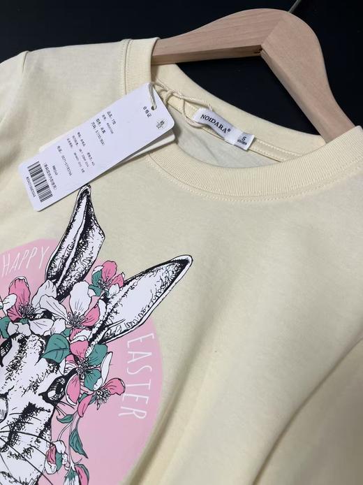 七夕福利-NO退-【NOIDARA品牌】米黄100%棉（可爱花丛兔）T恤1068-喜出 商品图2