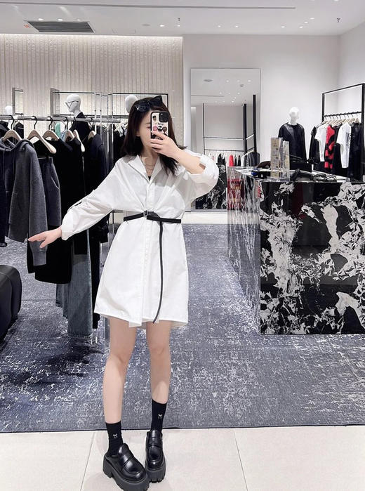 【高品质私服】【MC简白棉卷袖廓形腰带衬衫连衣裙】兼顾日常实穿性与品质感G1289-CC【无标出货 介意慎拍】 商品图2