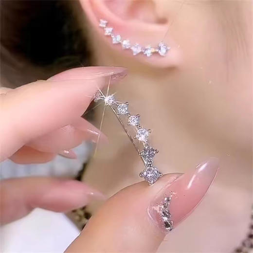 JU-DC-0011小众设计一排式锆石耳环2025新款气质轻奢简约耳钉时尚高级感耳饰 商品图2
