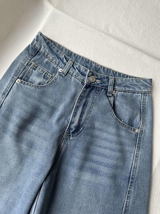 贝壳三 高腰拼接复古女休闲宽松香蕉裤水洗拖地天丝牛仔裤C041320 商品图13