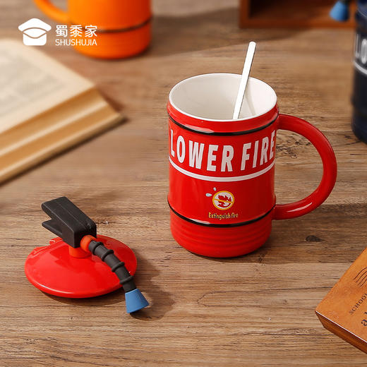 【趣味消防陶瓷杯】创意日用手柄水杯办公便携喝茶杯子 商品图6